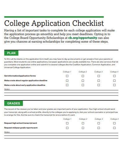 15 College Application Checklist Templates In Pdf