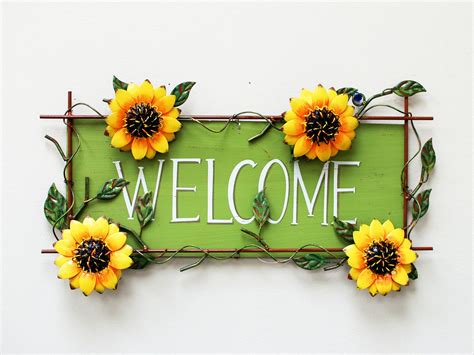 Sunflower Welcome Sign Wall Décor Sunflower Welcome Sign Decorative