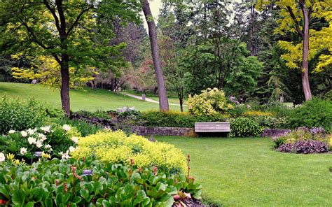 Canada Gardens Trees Shrubs Lawn Bench Vandusen Botanical