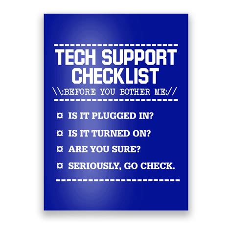Tech Support Checklist Funny Computer Geek Sysadmin T Poster