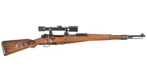 Mauser K98 High Turret Sniper Rifle With Scope And Pouch Rock Island