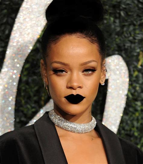 Rihanna Rihanna Makeup Black Lipstick Look Black Lipstick