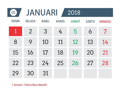 Download Desain Template Kalender Tahun 2018 Asal Tau