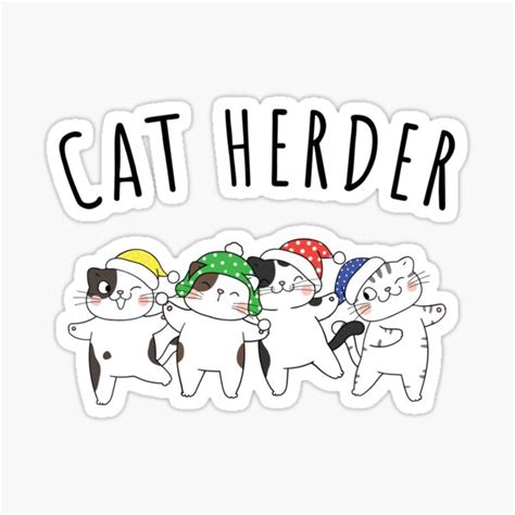 Cat Herder Cute And Funny Dancing Cats Sticker For Sale By