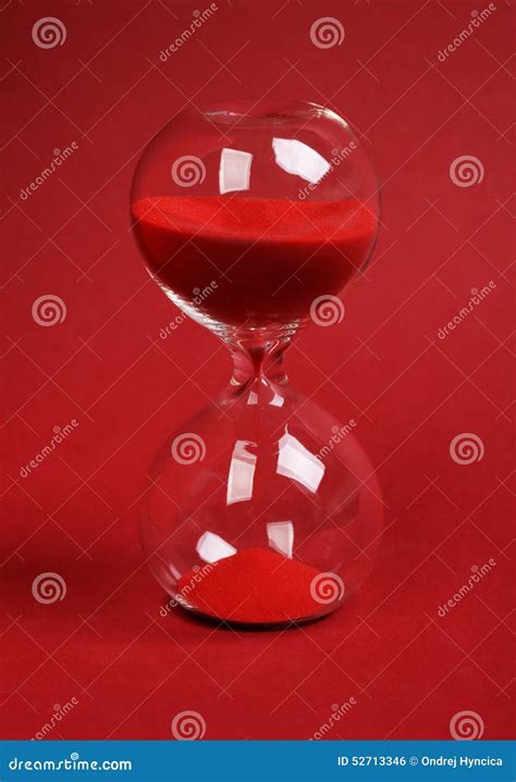 Hourglass On Red Background Stock Photo Image Of Measurement Render