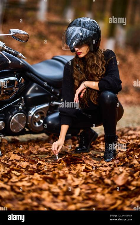 Woman Biker Smoking Hi Res Stock Photography And Images Alamy