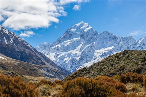 Snow Capped Mount Cook In Southern Alps New Zealand Stock Image
