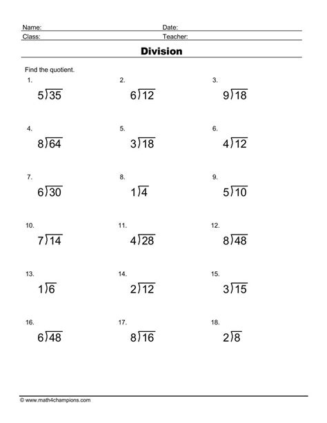 Long Division With 2 Digit Numbers Worksheets