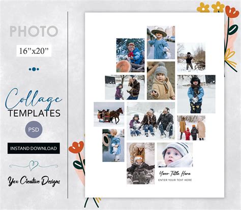 Photo Collage Template In 18x24 Photoshop Etsy