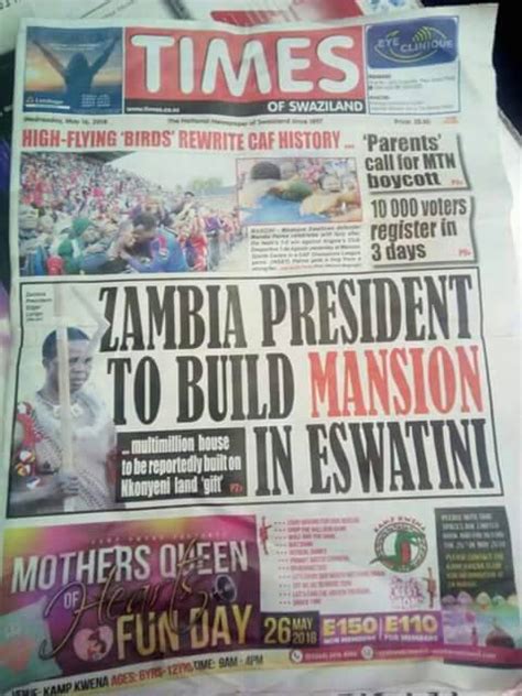 Jun 19, 2021 · latest ecz official results: Lungu's plot in Swaziland possibly not gift from Mswati ...