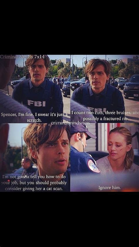 A book of character quotes from the show! Awww Reid is so concerned in 2019 | Criminal minds funny ...