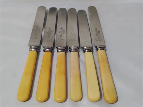 Vintage Butter Knife Set With Faux Bone Handles Various Etsy