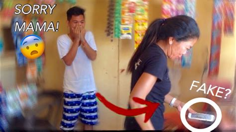 Destroying Cellphone My Mam Prank Sinuntok Nya Ako Youtube