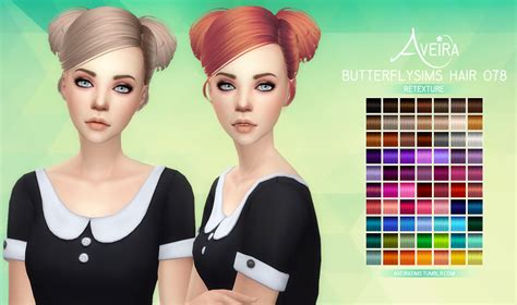 Aveiras Sims 4 Butterflysims Hair 078 Retexture 70 Colors