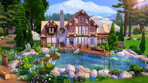 Beautiful Lake House In The Sims 4 The Sims 4 Speed Build No Cc