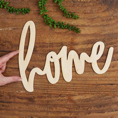 Unfinished Wood Home Script Word Cutout All Wood Cutouts Wood