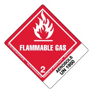 Hazard Class Flammable Gas Worded Vinyl Label Shipping Name