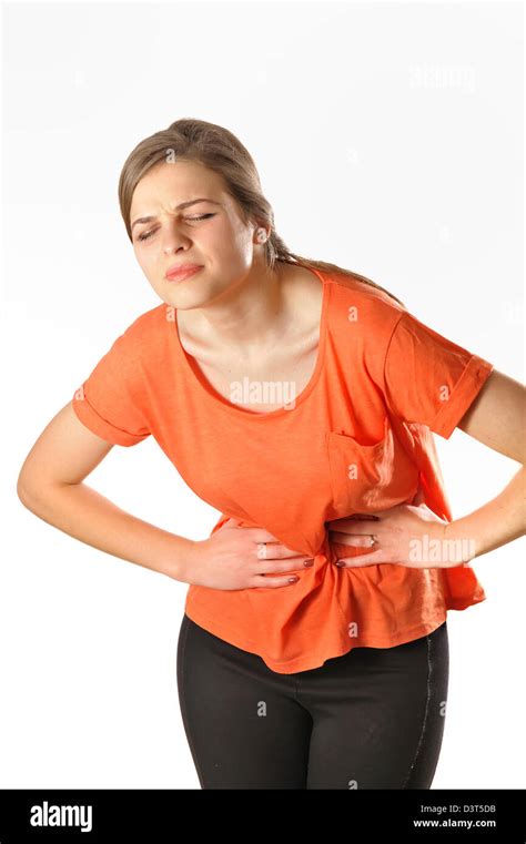 Woman Stomach Pain Stock Photo Alamy