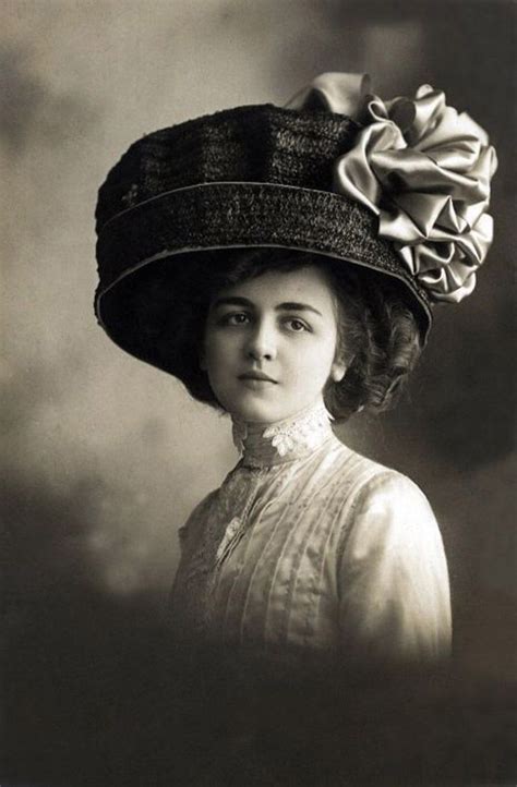edwardian woman portrait with high lace collar huge hair equally huge cartwheel hat in 2019