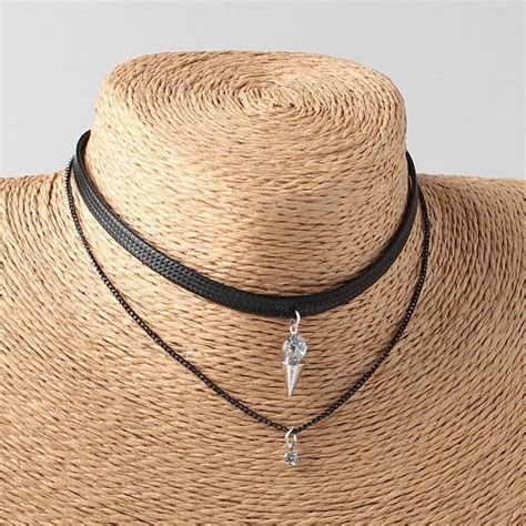 X Fashion Shiny Crystal Rhinestone Double Layered Pendant Necklace