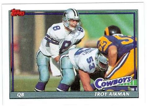 Highest sale price for a trading card: Troy Aikman football card 1991 Topps #371 Dallas Cowboys