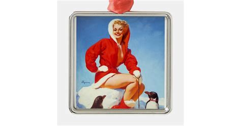 Vintage Retro Gil Elvgren Christmas Pin Up Girl Metal Ornament Zazzle
