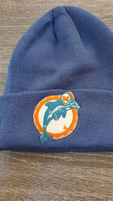Miami Dolphins Vintage Patch Beanie Etsy