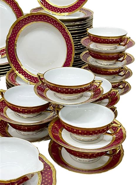 Unique Dinner Service Set By Raynaud And Co Limoges Dorure Polie à Lagate For Sale At 1stdibs