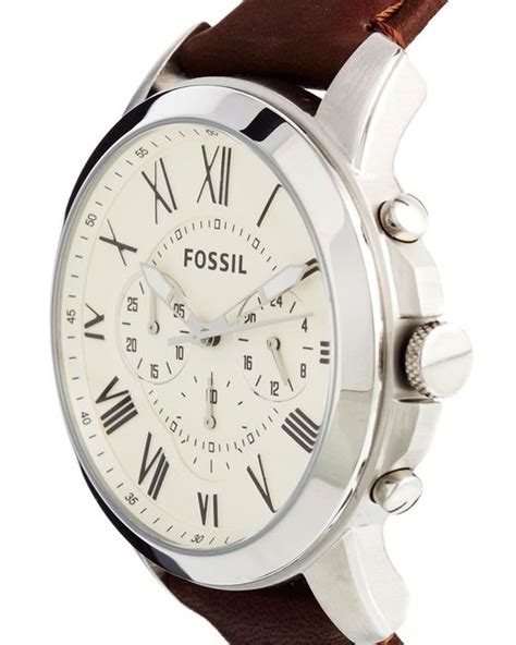 Fossil Grant Brown Leather Strap Chronograph Watch Fs4735 In Brown For