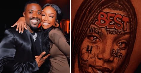 Ray J Trolled For Gigantic Tattoo Of Sister Brandys Face On His Leg