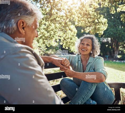 Retirement Relax And Love With Couple In Park Together For Peace