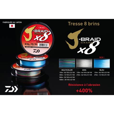 TOP Tresse De Peche Daiwa J Braid Grand X8 Brins Bleu 135 M Daiwa 2024