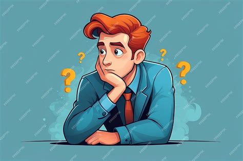 premium ai image man is thinking question mark vector illustration in cartoon style