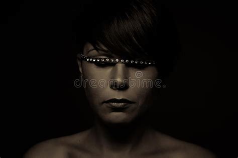 Emotion Expression Dark Girl Face Stock Photo Image Of Beauty Horror