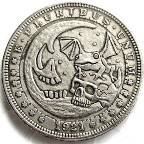 Hobo Coin 1921 Morgan Dollar Frog Skull Zombie Skeleton 38 Mm In 2022