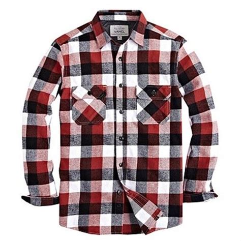 vancl mens flannel black white red plaid long sleeve casual shirt men and women shirts campaign