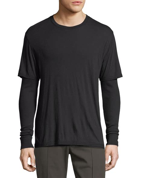 Vince Double Layer Long Sleeve Knit T Shirt Neiman Marcus