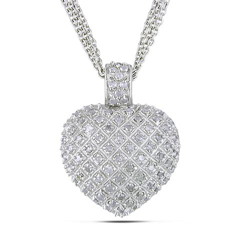 1 Cttw Diamond Heart Pendant In Sterling Silver Jewelry Pendants