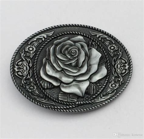 Western Rose Flower Oval Belt Buckle Sw By737 Suitable For 4cm Wideth