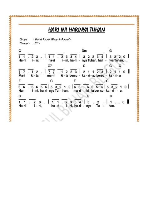 Hari Ini Harinya Tuhan Kelas Piano Pdf