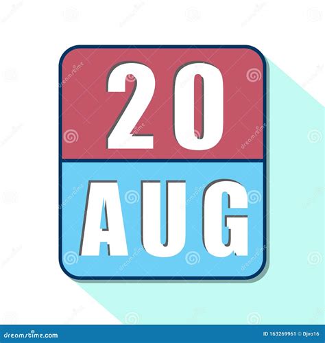 August 20th Day 20 Of Monthsimple Calendar Icon On White Background