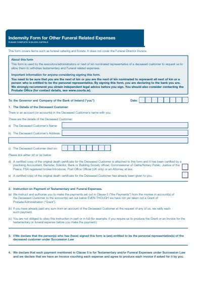 Funeral Expense Claim Form Image To U