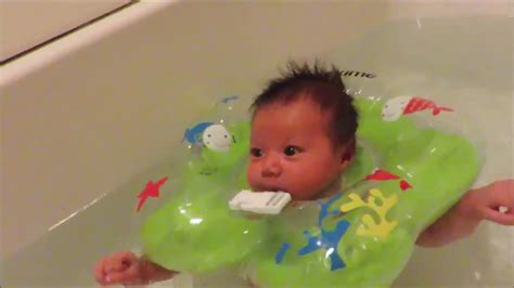 Baby Using The Swim Ring In Bath Tub And Hot Tub Youtube