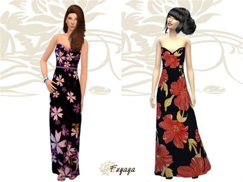 Floral Dress By Fuyaya At Sims Artists Sims 4 Updates