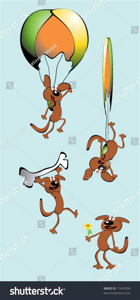 Vector Illustration Of Dog With Parachute 17445559 Shutterstock