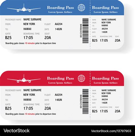 Set Of The Airline Boarding Pass Tickets With Vector Image