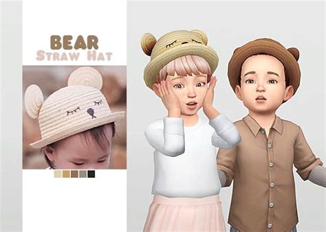 Sims 4 Ccs The Best Bear Straw Hat By Waekey Sims 4 Sims 4 Toddler