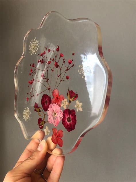 Creative Resin Coasterdried Flower Epoxy Resin Decorationcouple Tcan Be Customized Drink