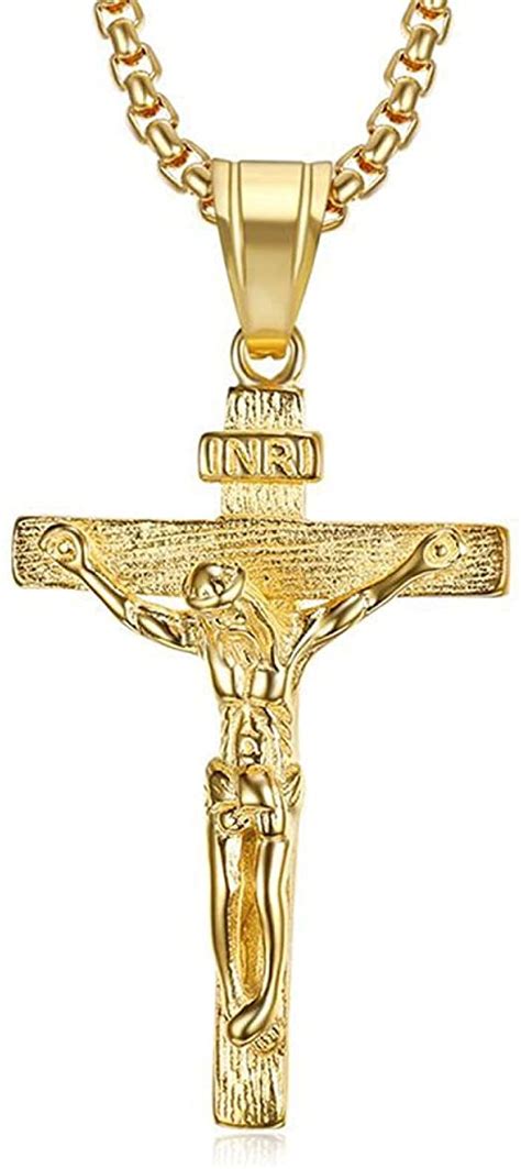 Crucifijo Religioso Jesús Cruz Collares Pendientes Cadenas Masculinas
