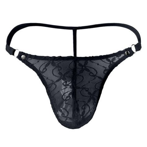 Underwear Bikini Mens Lace Mesh Pouch Thong T Back Lingerie Panty Brief Panties